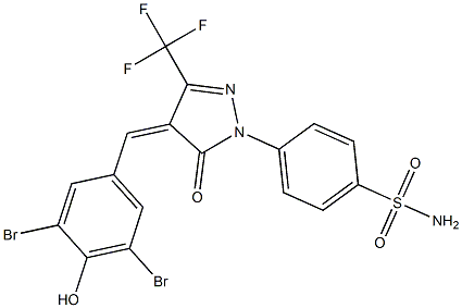 4-[4-(3,5-dibromo-4-hydroxybenzylidene)-5-oxo-3-(trifluoromethyl)-4,5-dihydro-1H-pyrazol-1-yl]benzenesulfonamide Struktur