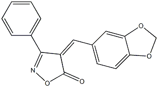 4-(1,3-benzodioxol-5-ylmethylene)-3-phenyl-5(4H)-isoxazolone Struktur