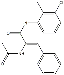 (Z)-2-(acetylamino)-N-(3-chloro-2-methylphenyl)-3-phenyl-2-propenamide Struktur