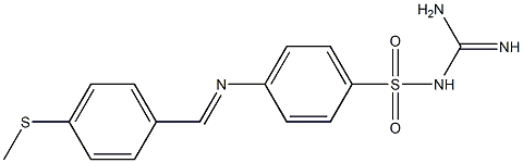 {[amino(imino)methyl]amino}[4-({(E)-[4-(methylsulfanyl)phenyl]methylidene}amino)phenyl]dioxo-lambda~6~-sulfane Struktur