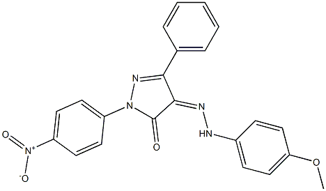 1-(4-nitrophenyl)-3-phenyl-1H-pyrazole-4,5-dione 4-[N-(4-methoxyphenyl)hydrazone] Struktur