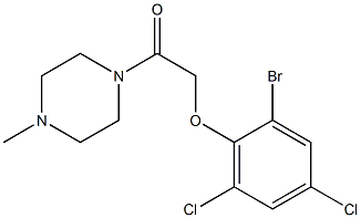 2-(2-bromo-4,6-dichlorophenoxy)-1-(4-methyl-1-piperazinyl)-1-ethanone Struktur