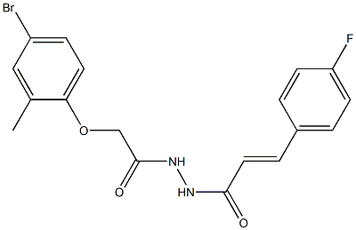 2-(4-bromo-2-methylphenoxy)-N'-[(E)-3-(4-fluorophenyl)-2-propenoyl]acetohydrazide Struktur