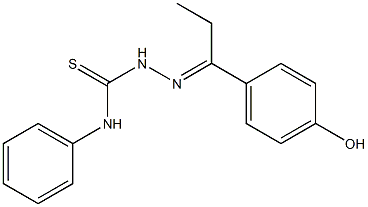 2-[(E)-1-(4-hydroxyphenyl)propylidene]-N-phenyl-1-hydrazinecarbothioamide Struktur