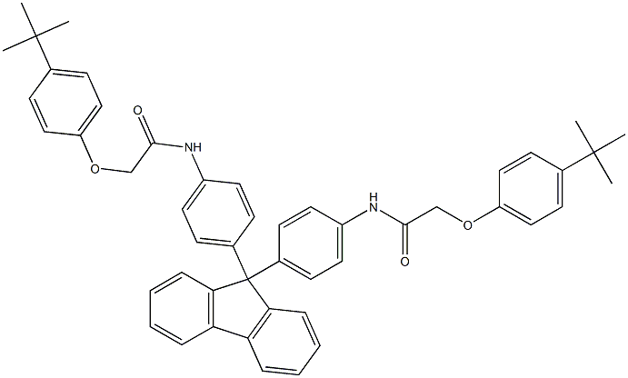 2-[4-(tert-butyl)phenoxy]-N-(4-{9-[4-({2-[4-(tert-butyl)phenoxy]acetyl}amino)phenyl]-9H-fluoren-9-yl}phenyl)acetamide Struktur