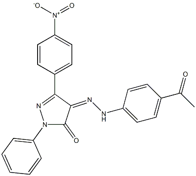 3-(4-nitrophenyl)-1-phenyl-1H-pyrazole-4,5-dione 4-[N-(4-acetylphenyl)hydrazone] Struktur