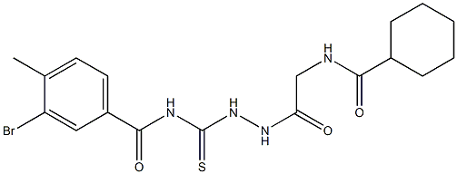 3-bromo-N-[(2-{2-[(cyclohexylcarbonyl)amino]acetyl}hydrazino)carbothioyl]-4-methylbenzamide Struktur