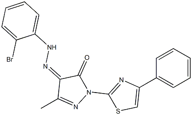 3-methyl-1-(4-phenyl-1,3-thiazol-2-yl)-1H-pyrazole-4,5-dione 4-[N-(2-bromophenyl)hydrazone] Struktur