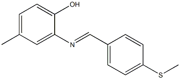 4-methyl-2-({(E)-[4-(methylsulfanyl)phenyl]methylidene}amino)phenol Struktur