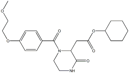 cyclohexyl 2-{1-[4-(2-methoxyethoxy)benzoyl]-3-oxo-2-piperazinyl}acetate Struktur