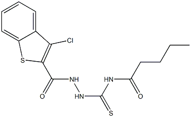 N-({2-[(3-chloro-1-benzothiophen-2-yl)carbonyl]hydrazino}carbothioyl)pentanamide Struktur