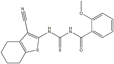 N-(3-cyano-4,5,6,7-tetrahydro-1-benzothiophen-2-yl)-N'-(2-methoxybenzoyl)thiourea Struktur