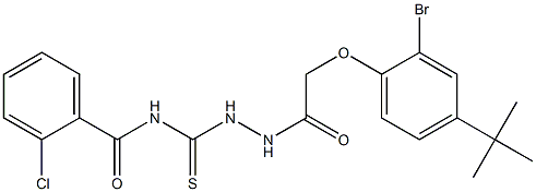 N-[(2-{2-[2-bromo-4-(tert-butyl)phenoxy]acetyl}hydrazino)carbothioyl]-2-chlorobenzamide Struktur