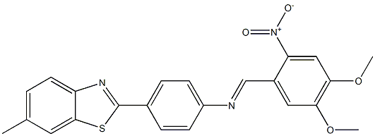 N-[(E)-(4,5-dimethoxy-2-nitrophenyl)methylidene]-N-[4-(6-methyl-1,3-benzothiazol-2-yl)phenyl]amine Structure