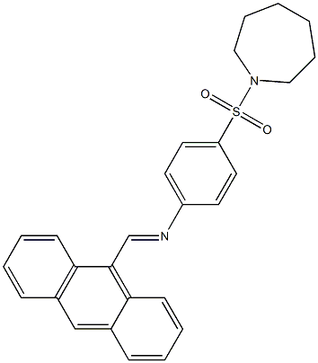 N-[(E)-9-anthrylmethylidene]-N-[4-(1-azepanylsulfonyl)phenyl]amine Struktur