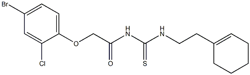 N-[2-(4-bromo-2-chlorophenoxy)acetyl]-N'-[2-(1-cyclohexen-1-yl)ethyl]thiourea Struktur