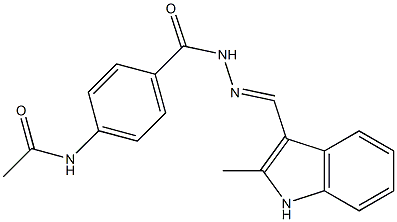 N-[4-({2-[(E)-(2-methyl-1H-indol-3-yl)methylidene]hydrazino}carbonyl)phenyl]acetamide Struktur