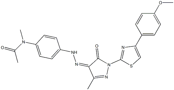 N-[4-(2-{1-[4-(4-methoxyphenyl)-1,3-thiazol-2-yl]-3-methyl-5-oxo-1,5-dihydro-4H-pyrazol-4-ylidene}hydrazino)phenyl]-N-methylacetamide Struktur