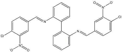 N-[(E)-(4-chloro-3-nitrophenyl)methylidene]-N-(2'-{[(E)-(4-chloro-3-nitrophenyl)methylidene]amino}[1,1'-biphenyl]-2-yl)amine Struktur