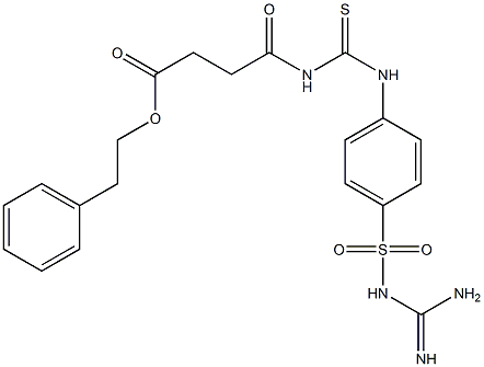 phenethyl 4-({[4-({[amino(imino)methyl]amino}sulfonyl)anilino]carbothioyl}amino)-4-oxobutanoate Struktur