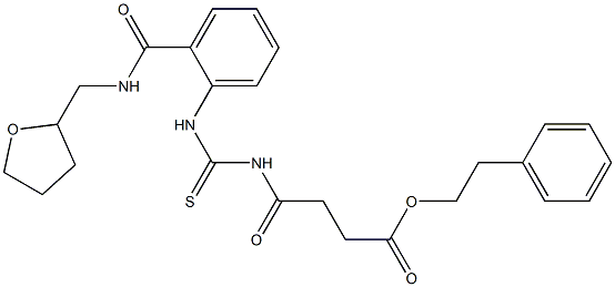 phenethyl 4-oxo-4-{[(2-{[(tetrahydro-2-furanylmethyl)amino]carbonyl}anilino)carbothioyl]amino}butanoate Struktur