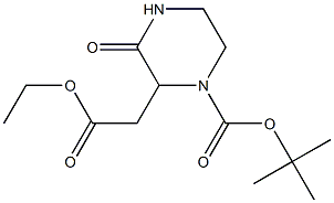 tert-butyl 2-(2-ethoxy-2-oxoethyl)-3-oxo-1-piperazinecarboxylate Struktur