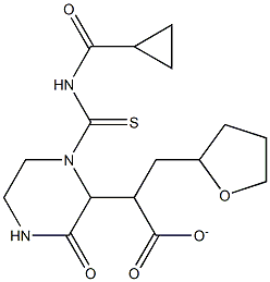 tetrahydro-2-furanylmethyl 2-(1-{[(cyclopropylcarbonyl)amino]carbothioyl}-3-oxo-2-piperazinyl)acetate Struktur