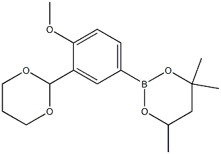 2-[3-(1,3-Dioxan-2-yl)-4-methoxyphenyl]-4,4,6-trimethyl-1,3,2-dioxaborinane Struktur