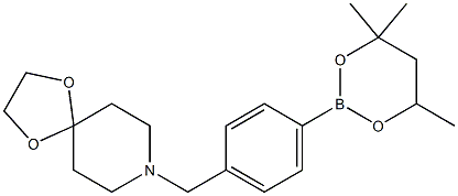 8-[4-(4,4,6-Trimethyl-1,3,2-dioxaborinan-2-yl)benzyl]-1,4-dioxa-8-azaspiro[4.5]decane Struktur