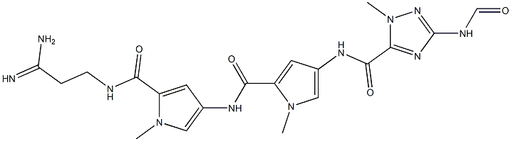 N-(3-Amino-3-iminopropyl)-4-[[4-[[1-methyl-3-(formylamino)-1H-1,2,4-triazol-5-yl]carbonylamino]-1-methyl-1H-pyrrol-2-yl]carbonylamino]-1-methyl-1H-pyrrole-2-carboxamide Struktur