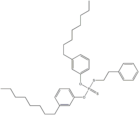 Dithiophosphoric acid O,O-bis(3-octylphenyl)S-(2-phenylethyl) ester Struktur