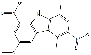 6-Methoxy-3,8-dinitro-1,4-dimethyl-9H-carbazole Struktur