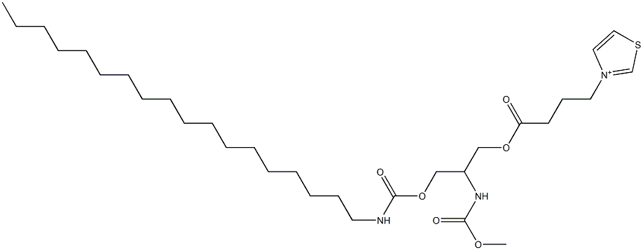 3-[4-[2-[(Methoxycarbonyl)amino]-3-[[(octadecylamino)carbonyl]oxy]propyloxy]-4-oxobutyl]thiazol-3-ium Struktur