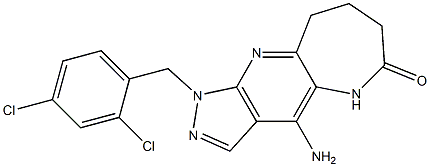 4-Amino-1-(2,4-dichlorobenzyl)-5,7,8,9-tetrahydro-1,2,5,10-tetraazacyclohept[f]inden-6(1H)-one Struktur