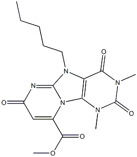 1,3-Dimethyl-2,4,7-trioxo-5-pentyl-1,2,3,4,5,7-hexahydropyrimido[1,2-e]purine-9-carboxylic acid methyl ester Struktur