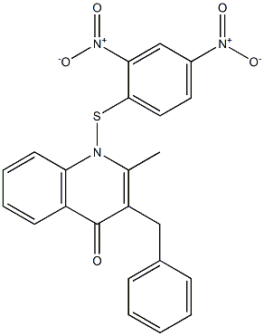 1-(2,4-Dinitrophenylthio)-3-benzyl-2-methyl-4(1H)-quinolone Struktur