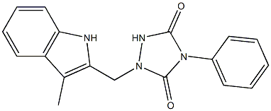 4-Phenyl-1-(3-methyl-1H-indol-2-ylmethyl)-1,2,4-triazolidine-3,5-dione Struktur