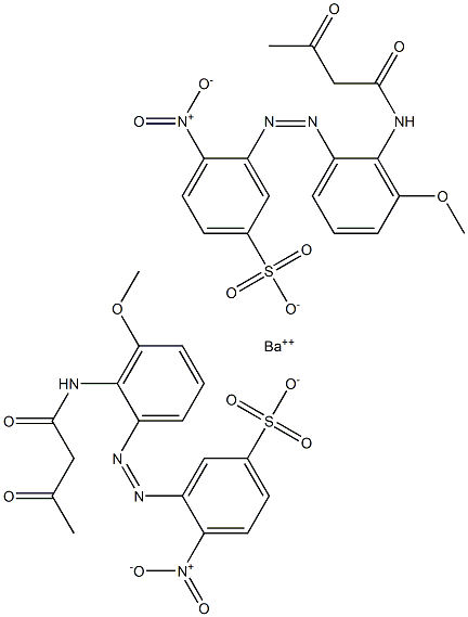 Bis[3-[2-(1,3-dioxobutylamino)-3-methoxyphenylazo]-4-nitrobenzenesulfonic acid]barium salt Struktur