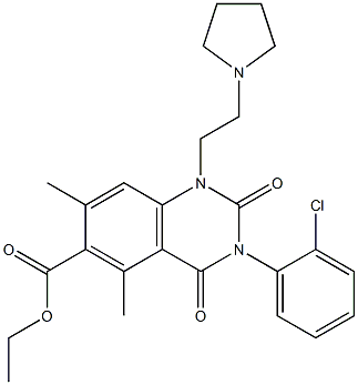 1,2,3,4-Tetrahydro-3-(2-chlorophenyl)-1-[2-(1-pyrrolidinyl)ethyl]-5,7-dimethyl-2,4-dioxoquinazoline-6-carboxylic acid ethyl ester Struktur