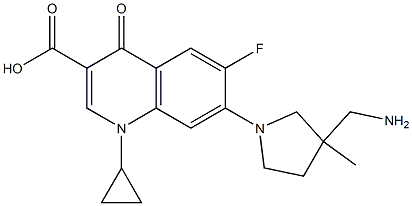 1-Cyclopropyl-6-fluoro-1,4-dihydro-4-oxo-7-(3-aminomethyl-3-methyl-1-pyrrolidinyl)quinoline-3-carboxylic acid Struktur