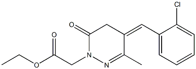 6-Methyl-5-(2-chlorobenzylidene)-3-oxo-2,3,4,5-tetrahydropyridazine-2-acetic acid ethyl ester Struktur