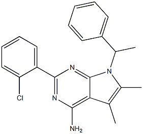 4-Amino-5,6-dimethyl-7-(1-phenylethyl)-2-(2-chlorophenyl)-7H-pyrrolo[2,3-d]pyrimidine Struktur