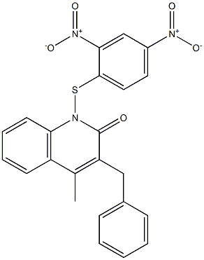 1-(2,4-Dinitrophenylthio)-3-benzyl-4-methyl-2(1H)-quinolone Struktur