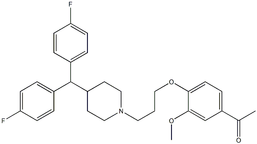 1-[4-[3-[4-[Bis(4-fluorophenyl)methyl]-1-piperidinyl]propoxy]-3-methoxyphenyl]ethanone Struktur