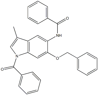 1-Benzoyl-6-benzyloxy-3-methyl-5-benzoylamino-1H-indole Struktur