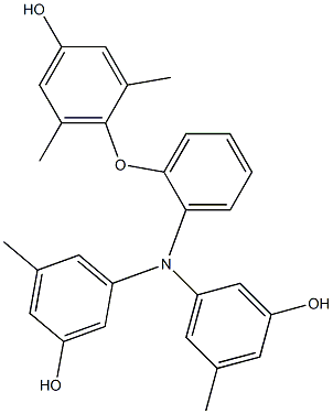 N,N-Bis(3-hydroxy-5-methylphenyl)-2-(4-hydroxy-2,6-dimethylphenoxy)benzenamine Struktur