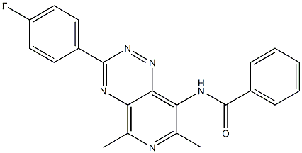 3-(4-Fluorophenyl)-5,7-dimethyl-8-(benzoylamino)pyrido[3,4-e]-1,2,4-triazine Struktur