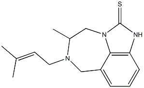 6-(3-Methyl-2-butenyl)-4,5,6,7-tetrahydro-5-methylimidazo[4,5,1-jk][1,4]benzodiazepine-2(1H)-thione Struktur