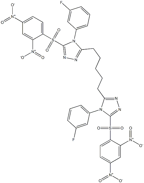 5,5'-(1,5-Pentanediyl)bis[4-(3-fluorophenyl)-3-(2,4-dinitrophenylsulfonyl)-4H-1,2,4-triazole] Struktur