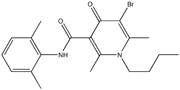 1-Butyl-1,4-dihydro-2,6-dimethyl-5-bromo-N-(2,6-dimethylphenyl)-4-oxopyridine-3-carboxamide Struktur